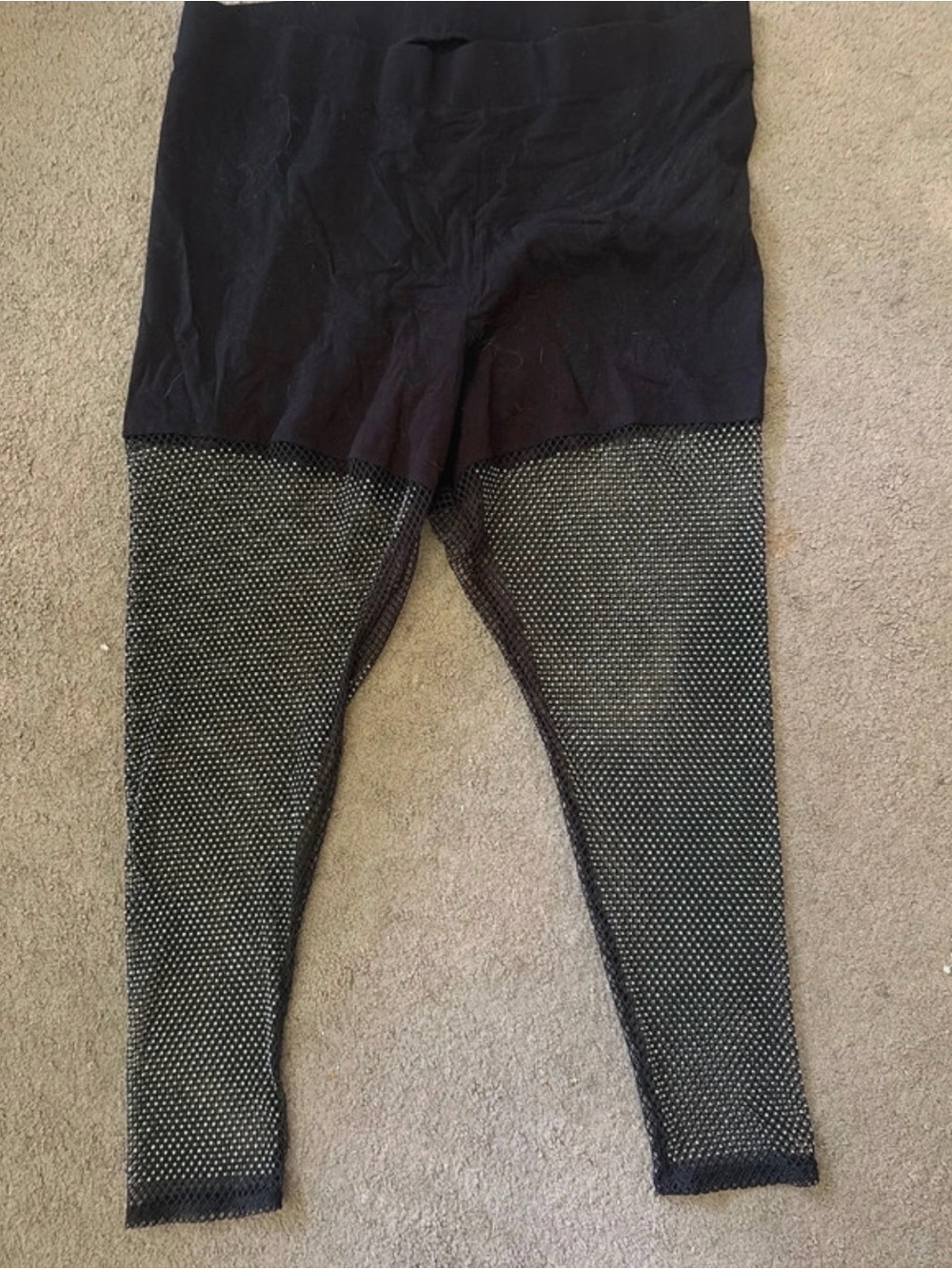 torrid Black Leggings with Mesh-Pattern Lower Panels fishnet